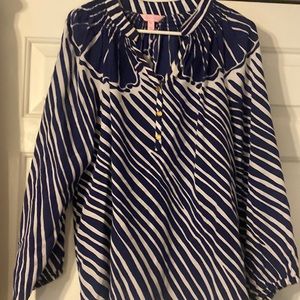 Lilly Pulitzer navy and white blouse